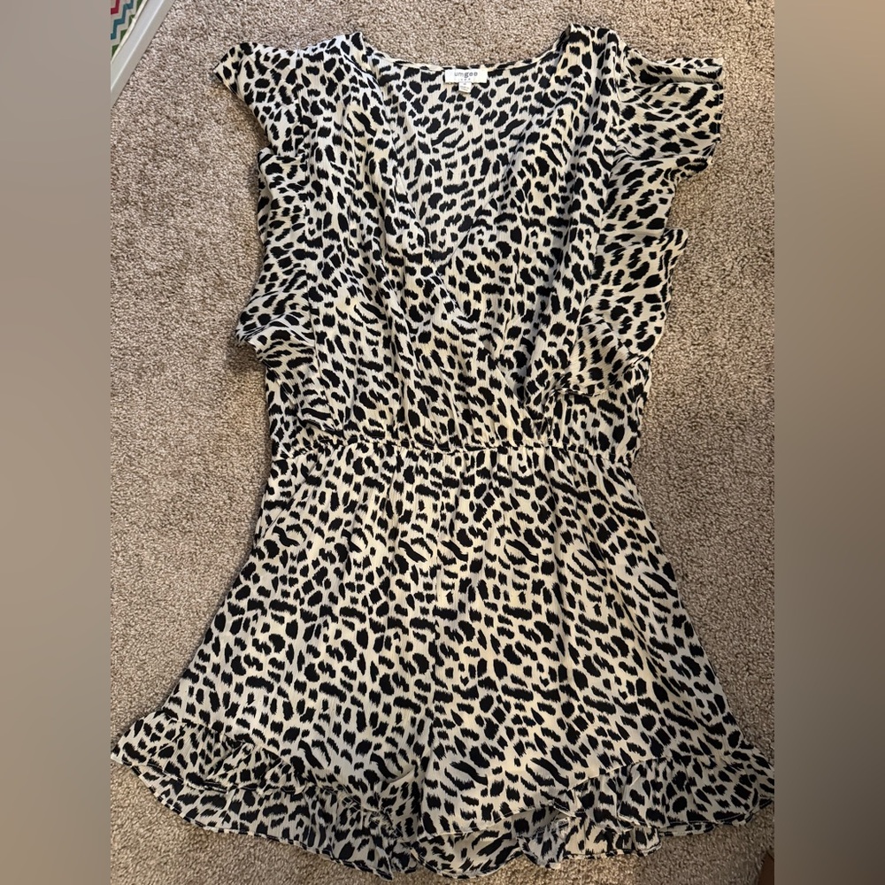 Chic Animal Print Ruffle Romper
